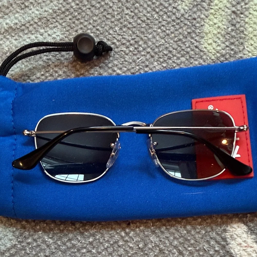 Ray-Ban Silver Frame Kids Frank Sunglasses with Blue Lenses